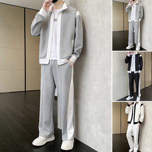 Herren-Outfit, lässiges 2-teiliges kontrastierendes Sport-Jogging-Trainingsanzug-Set