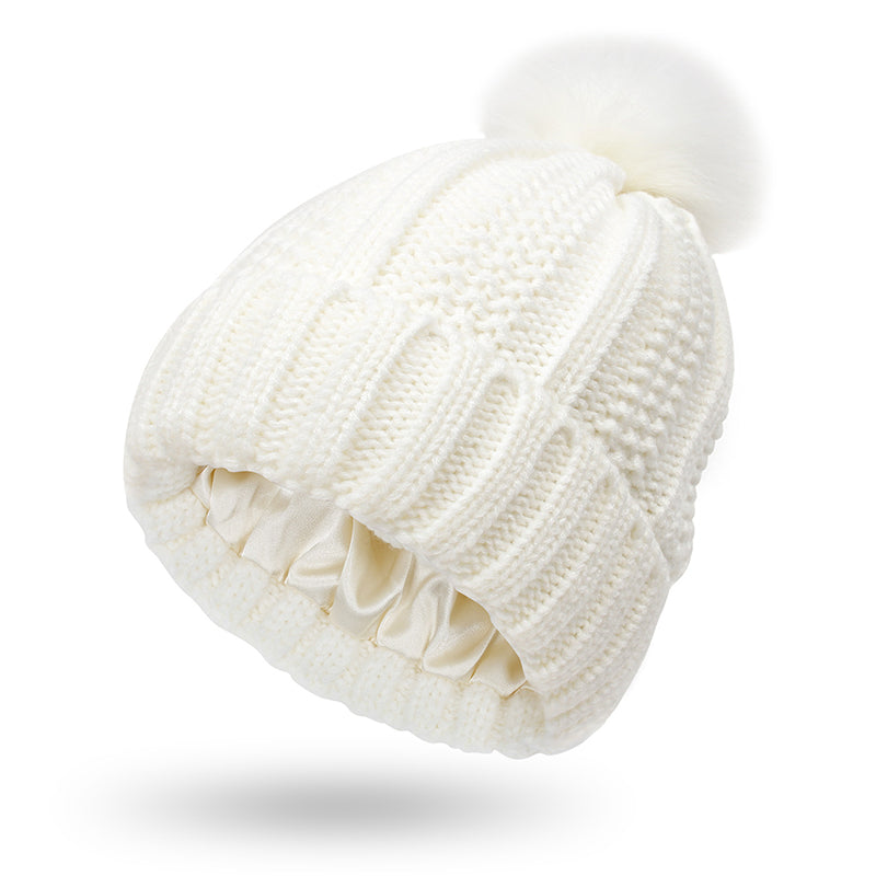 Elastische Rippenstrickmütze für Haarschutz