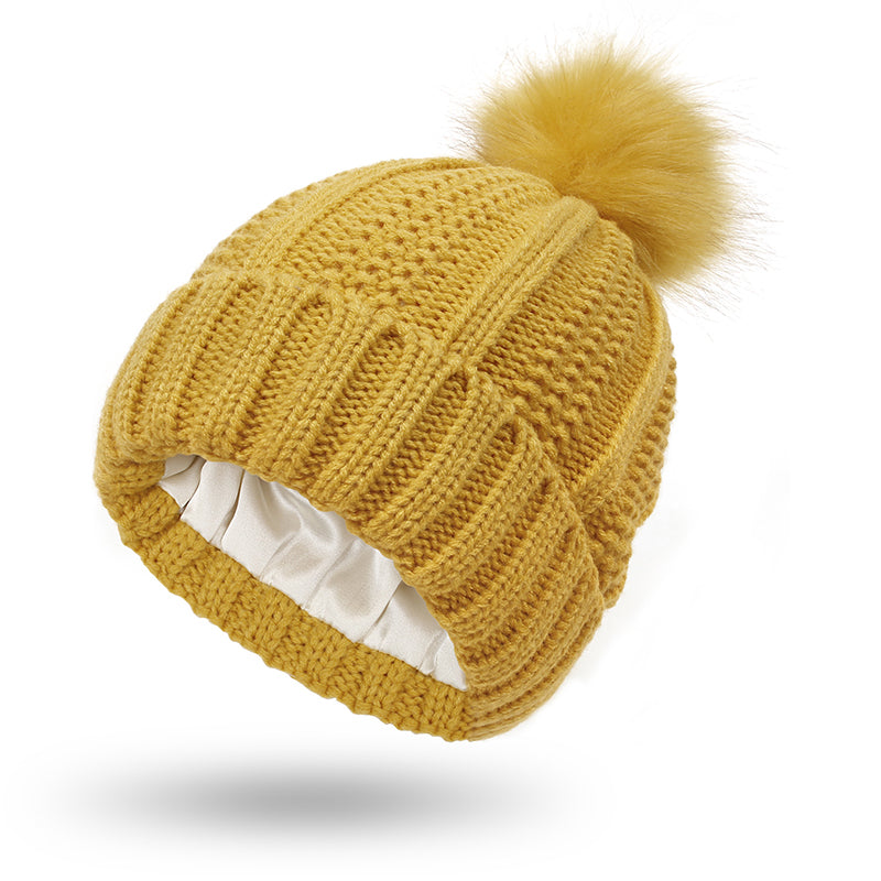Elastische Rippenstrickmütze für Haarschutz