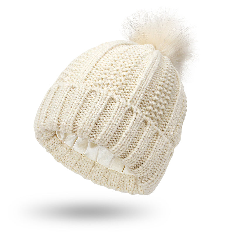 Elastische Rippenstrickmütze für Haarschutz