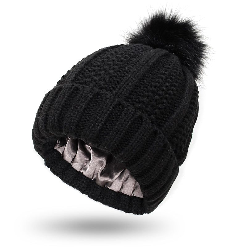 Elastische Rippenstrickmütze für Haarschutz