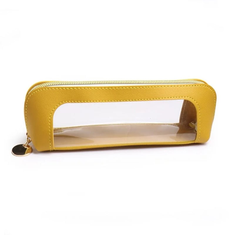 Tragbare Aufbewahrungstasche mit transparentem Fenster (Gelb + Rosa + Cremeweiß)