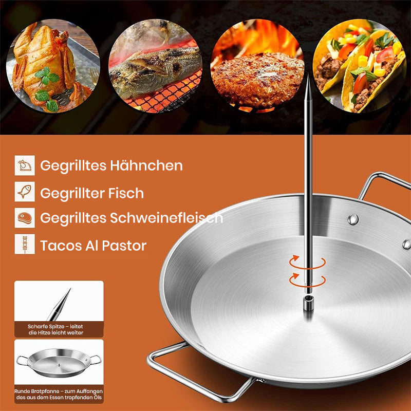 Edelstahl-Grillpfanne mit vertikaler Schraubenform