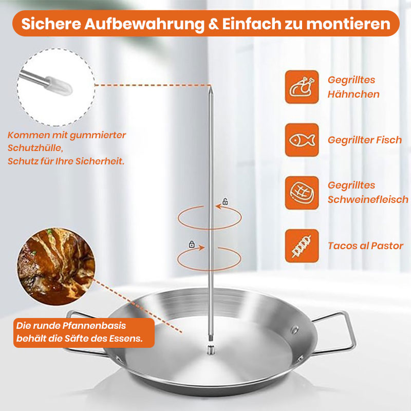 Edelstahl-Grillpfanne mit vertikaler Schraubenform