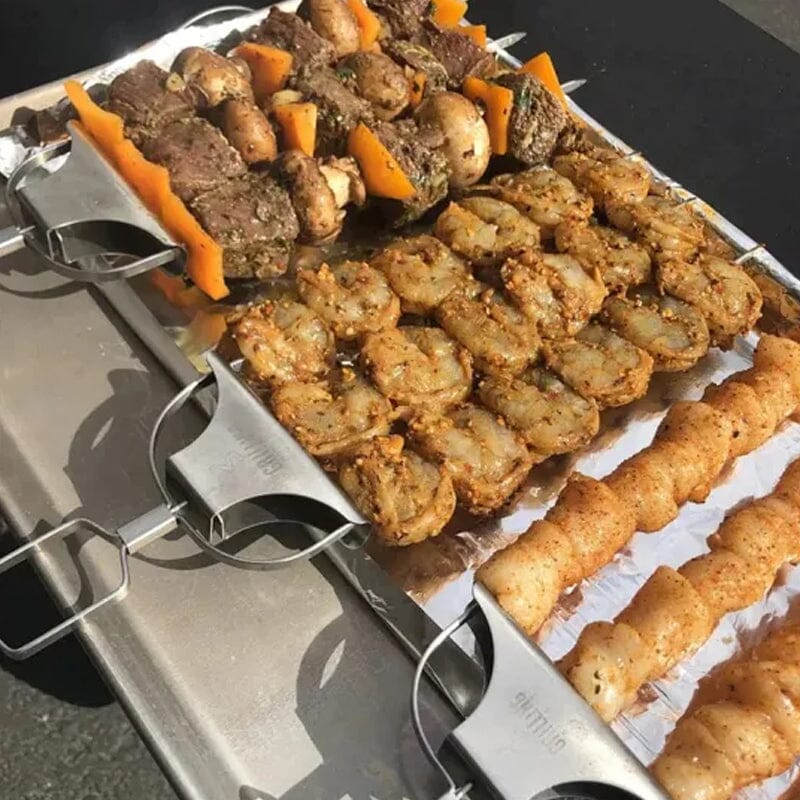 Rustfrit 3-vejs grillspyd