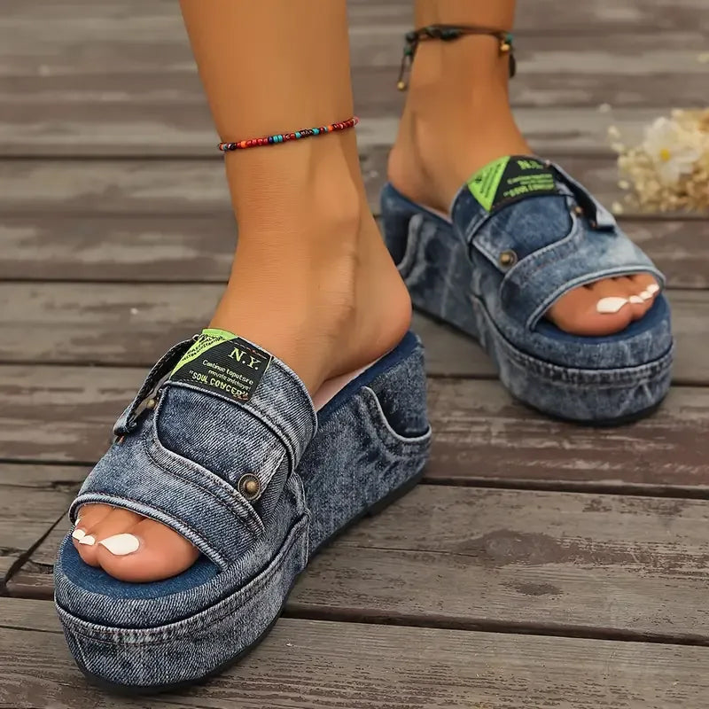 Denimsandaler til kvinder