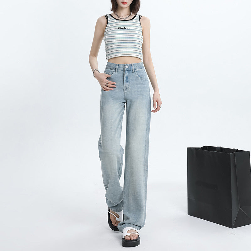 Lyocell højtaljede jeans med brede ben