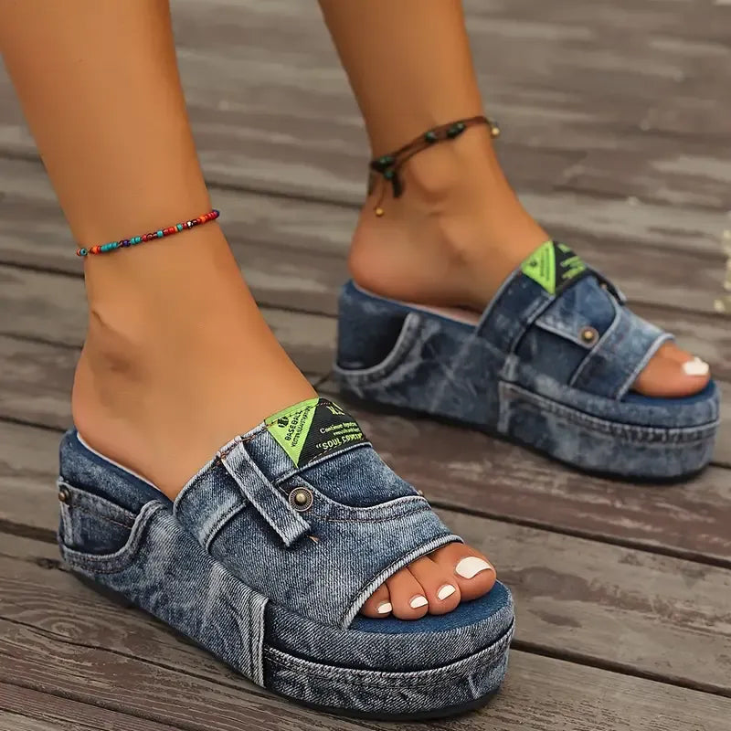 Denimsandaler til kvinder