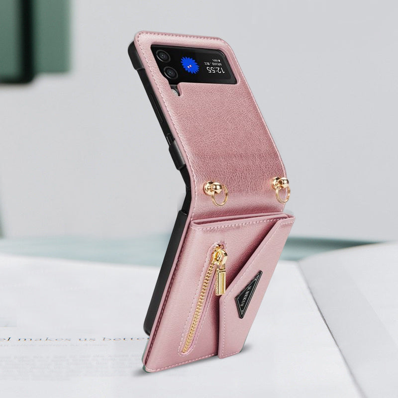 Damen Umhängetasche Handyhülle mit Geldbörse für Samsung Galaxy Z Flip3 5G/Flip4