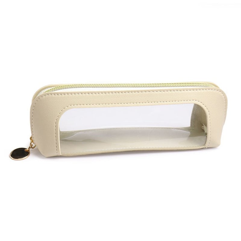 Tragbare Aufbewahrungstasche mit transparentem Fenster (Gelb + Rosa + Cremeweiß)