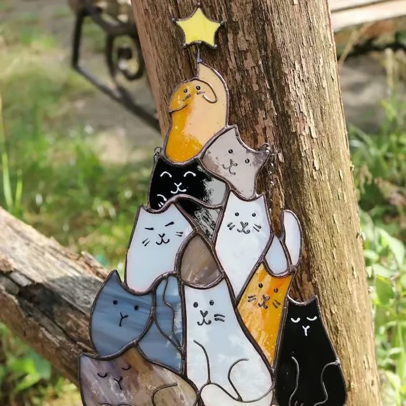 Katte Juletræ Suncatcher Ornament