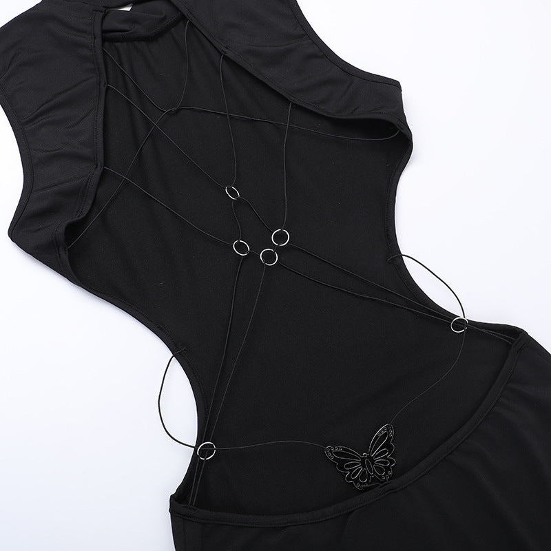Rückenfreies, figurbetontes Kleid mit Schmetterlingsdekor für Damen