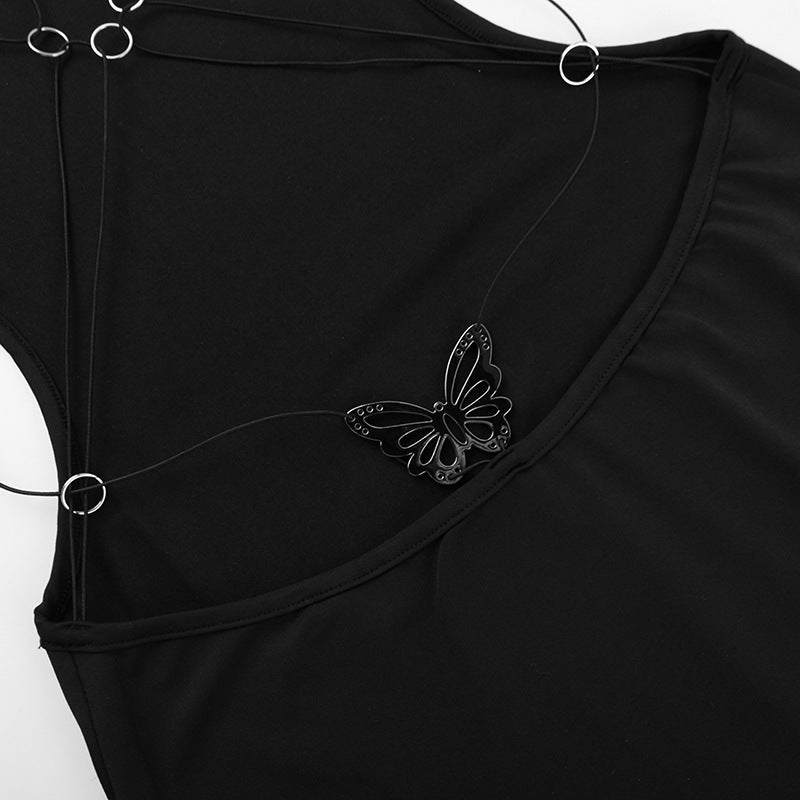Rückenfreies, figurbetontes Kleid mit Schmetterlingsdekor für Damen