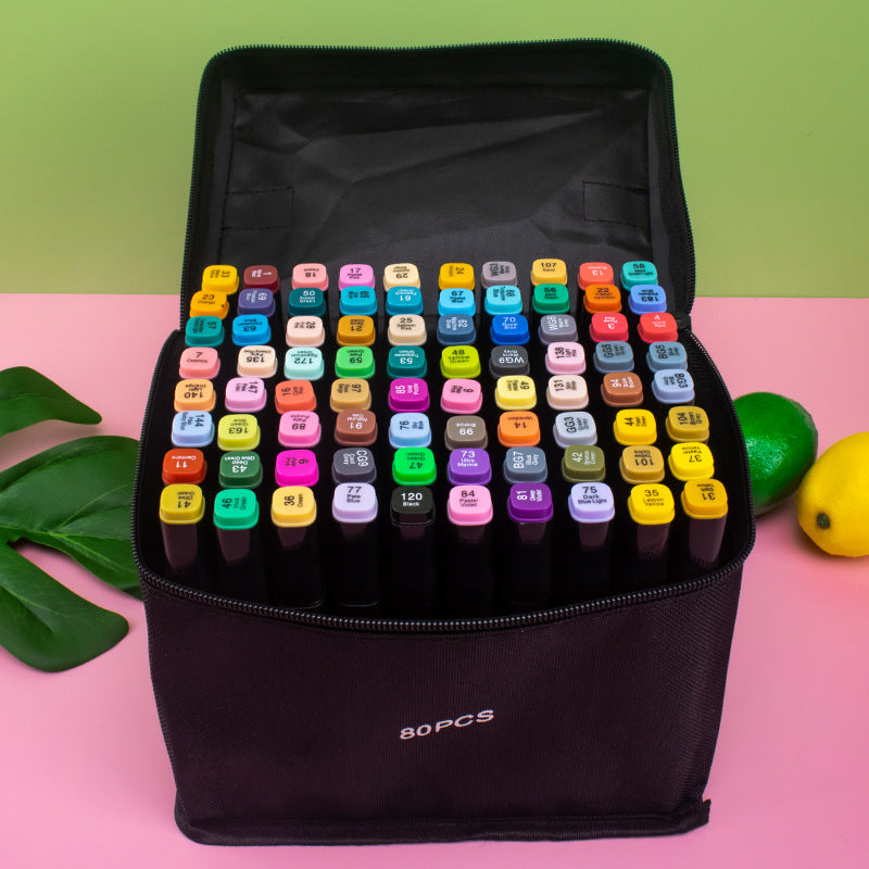 80 farver Premium Dual Tip Markers Sæt med bæretaske