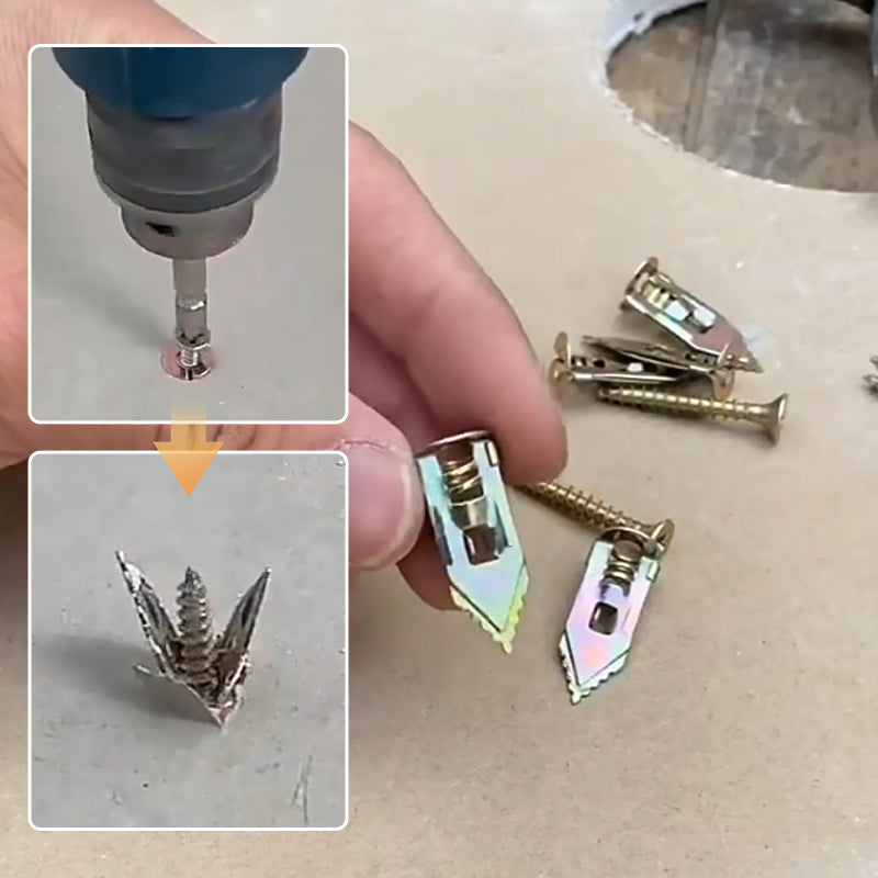 Gipsvæg Udlægningsankre + Højstyrk Zink Skruer Kit (Pakke med 100)