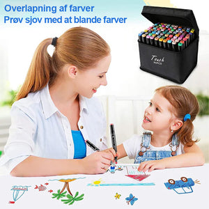 80 farver Premium Dual Tip Markers Sæt med bæretaske