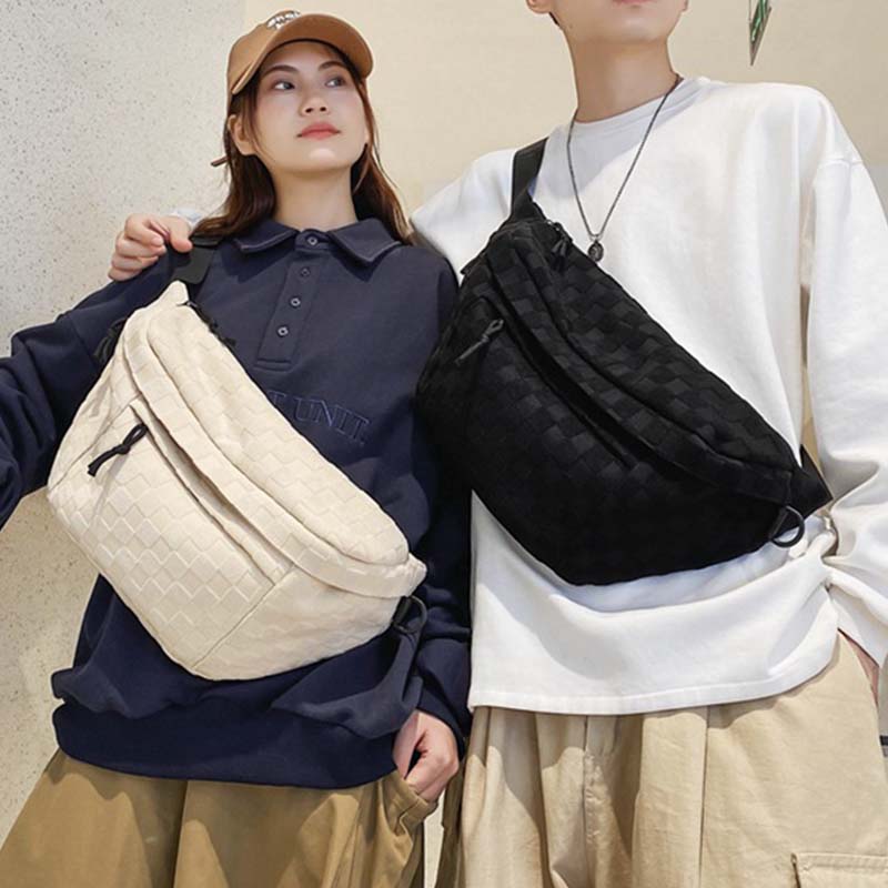 Modische Gürteltasche mit Reißverschluss und Karomuster