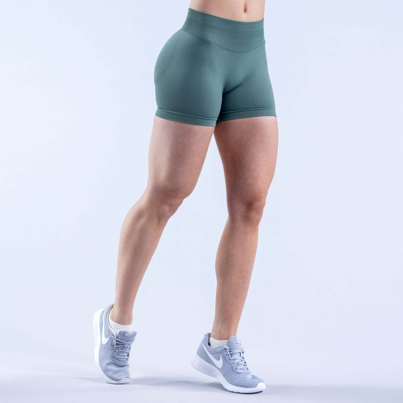 Einfarbige Sportshorts mit hoher Taille für Damen