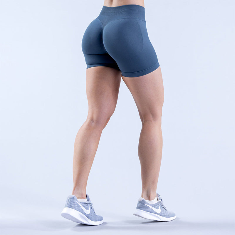 Einfarbige Sportshorts mit hoher Taille für Damen