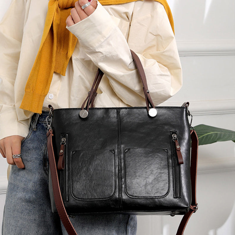 Damen Vintage Leder Umhängetasche