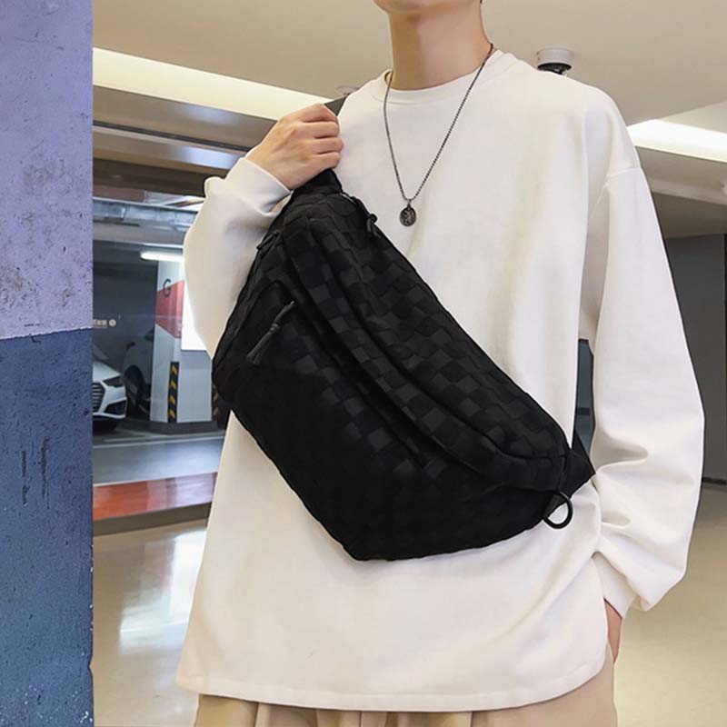 Modische Gürteltasche mit Reißverschluss und Karomuster