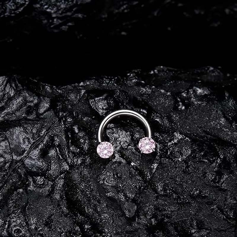 Zirkonia Hestesko Ring med Gængede Sten til Piercinger