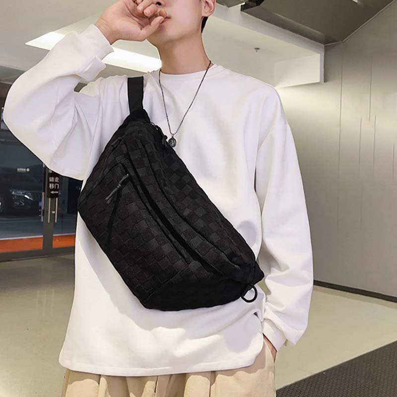 Modische Gürteltasche mit Reißverschluss und Karomuster