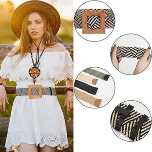 Modischer Vintage-Gürtel aus geflochtenem Stroh im Boho-Stil