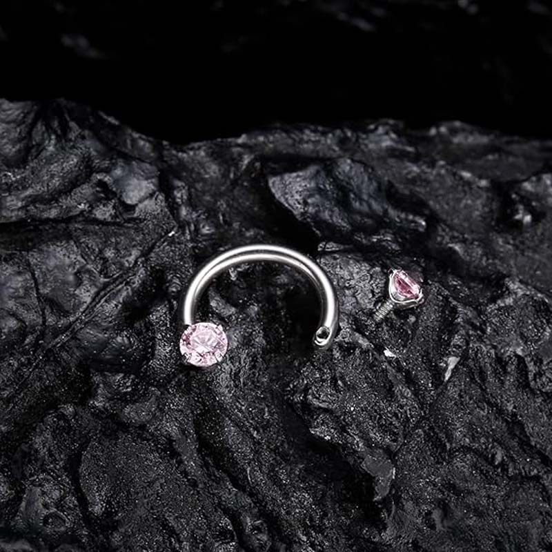 Zirkonia Hestesko Ring med Gængede Sten til Piercinger