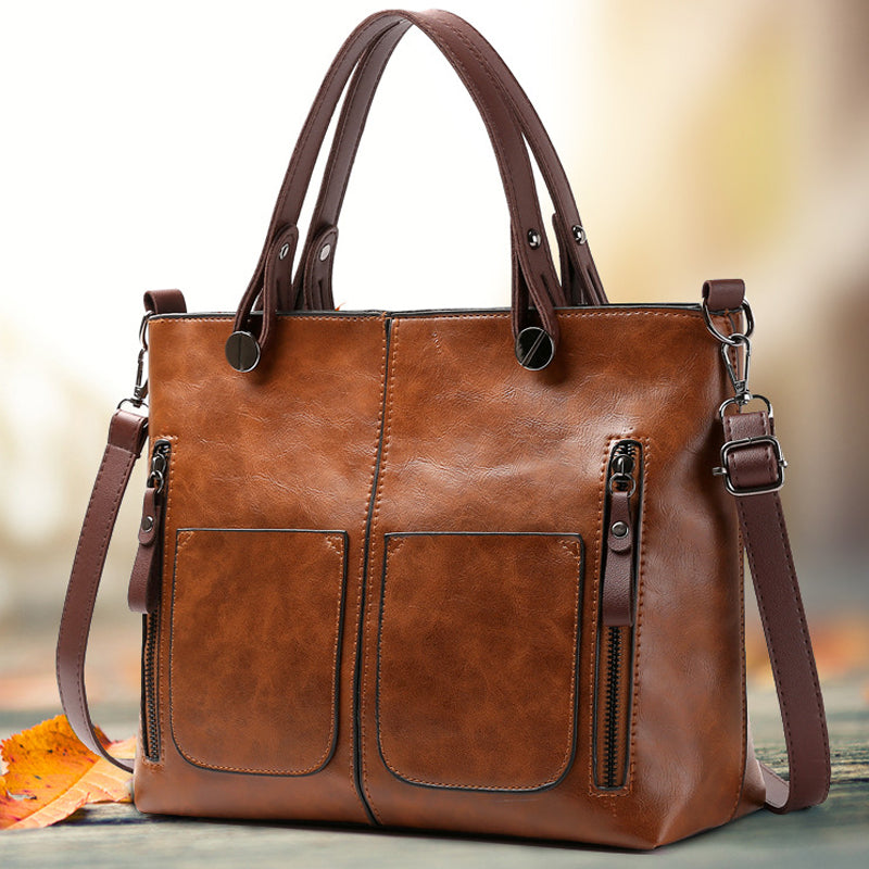 Damen Vintage Leder Umhängetasche