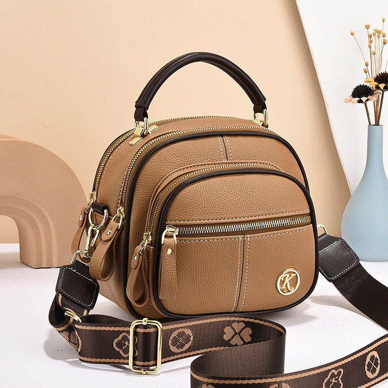 Verstellbare Ledertasche mit breitem Schultergurt