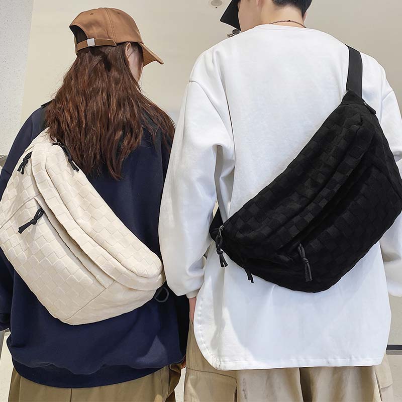Modische Gürteltasche mit Reißverschluss und Karomuster