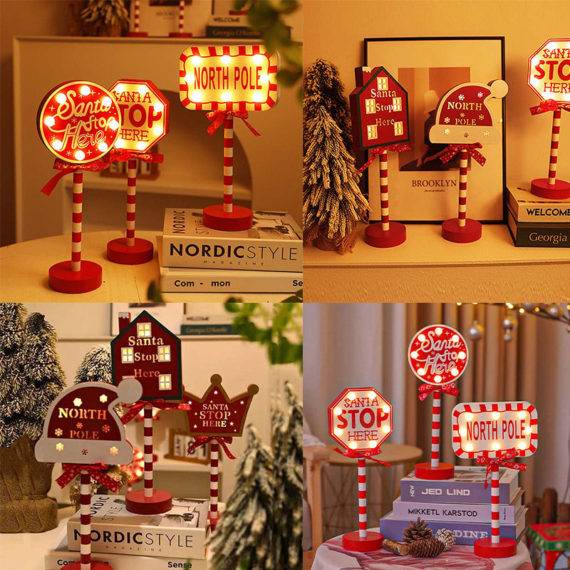Weihnachten Straßenschild Dekoration Lichter