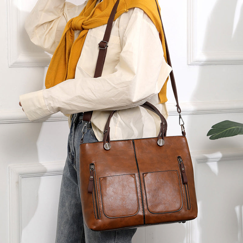 Damen Vintage Leder Umhängetasche