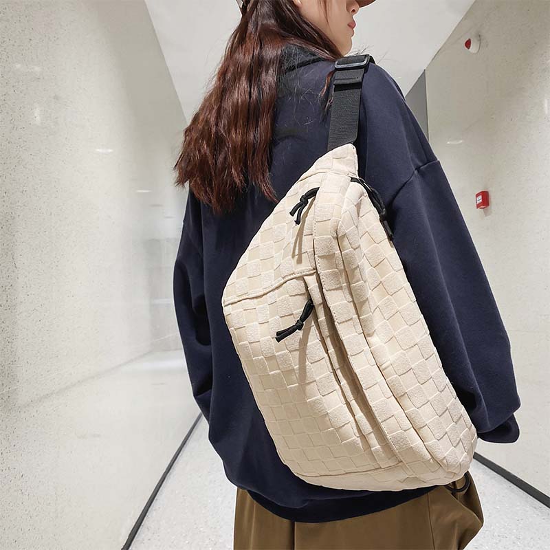 Modische Gürteltasche mit Reißverschluss und Karomuster
