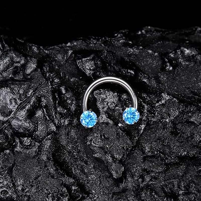 Zirkonia Hestesko Ring med Gængede Sten til Piercinger