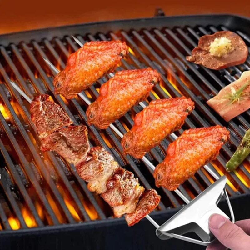 Rustfrit 3-vejs grillspyd