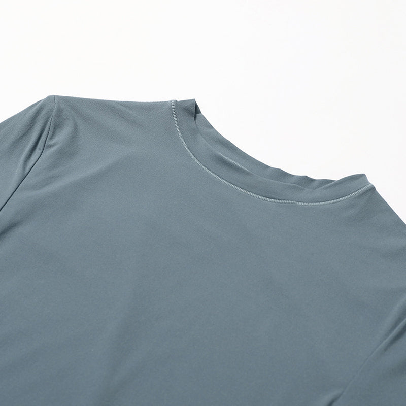Schnelltrocknendes, langärmliges Crop-T-Shirt mit Rundhalsausschnitt
