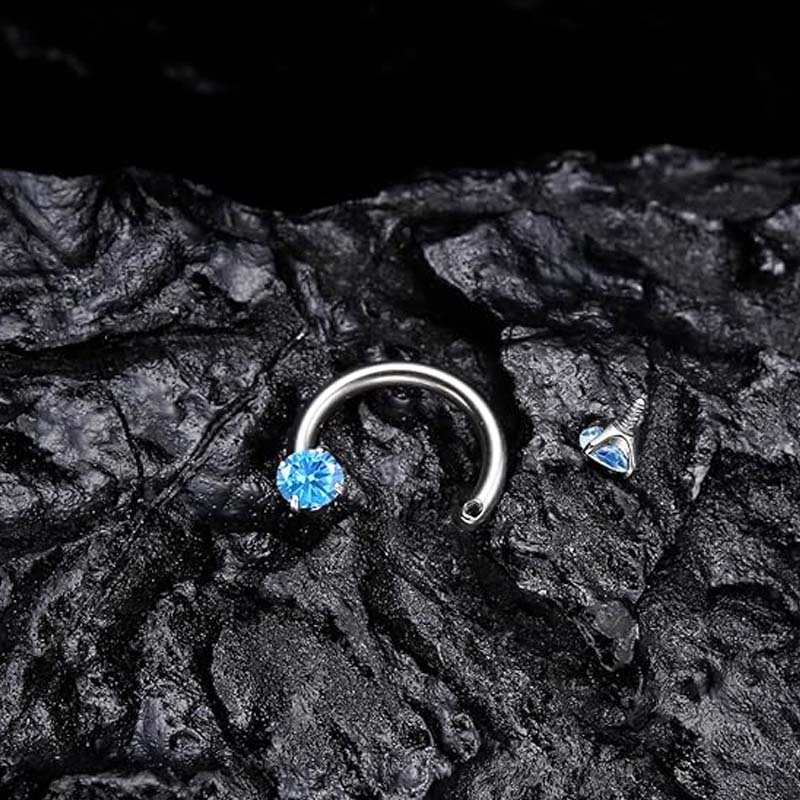 Zirkonia Hestesko Ring med Gængede Sten til Piercinger