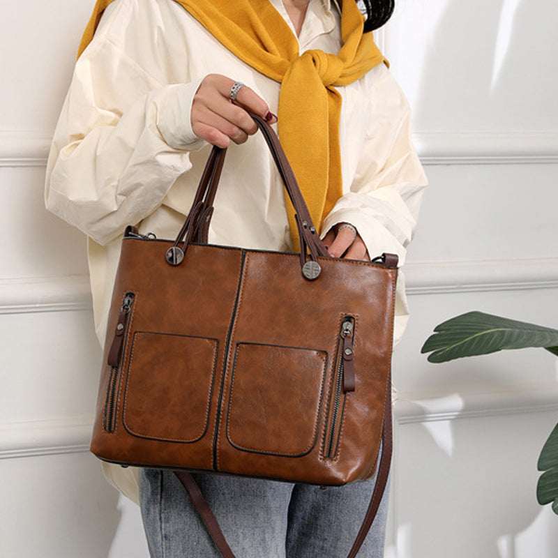 Damen Vintage Leder Umhängetasche