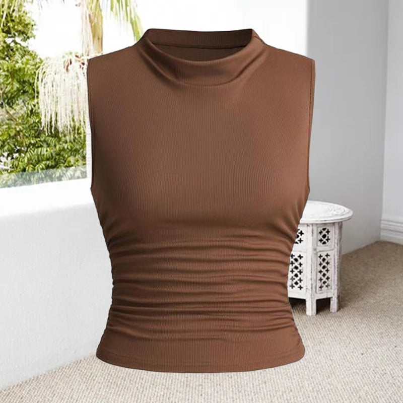 Geripptes Tanktop mit gerüschter Taille