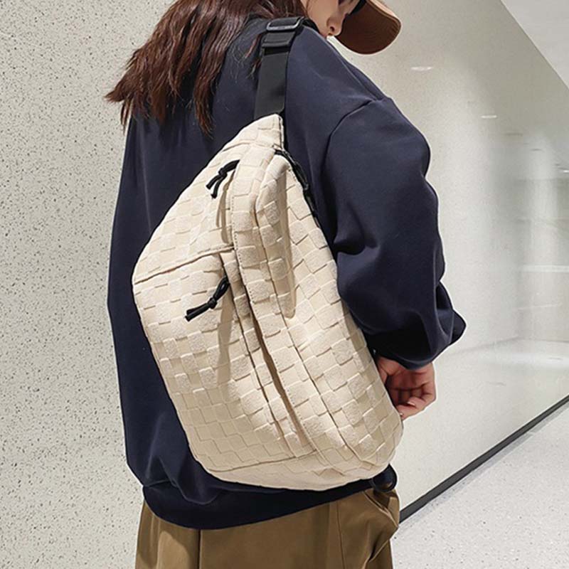 Modische Gürteltasche mit Reißverschluss und Karomuster