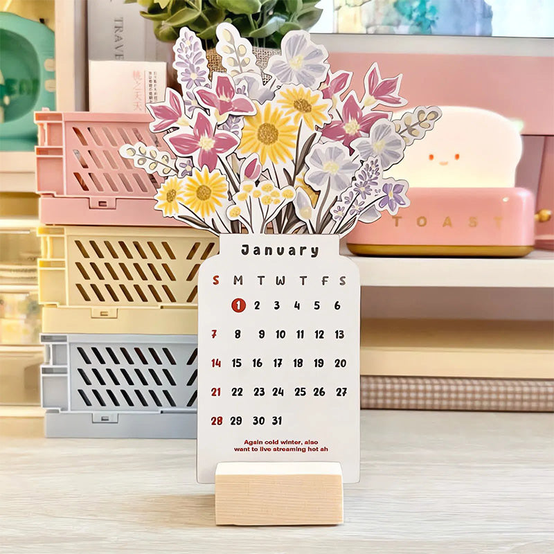 2025 blomstrende skrivebordskalender