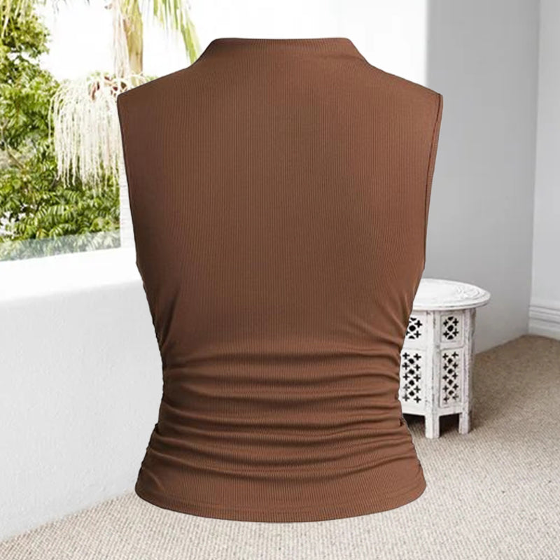 Geripptes Tanktop mit gerüschter Taille