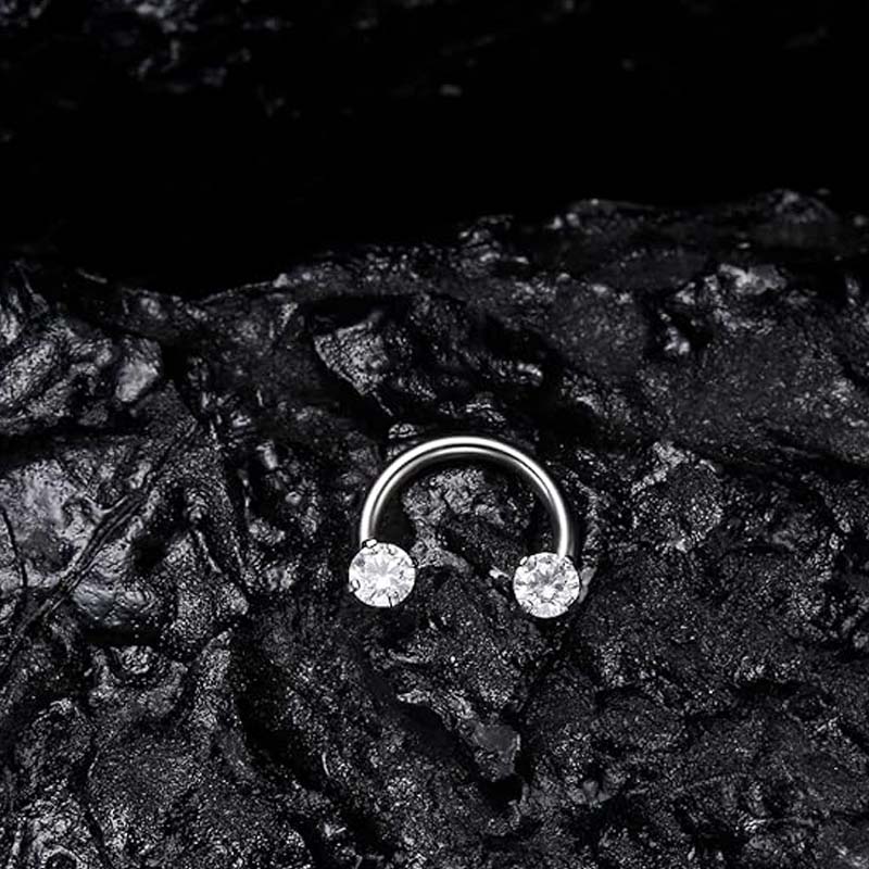 Zirkonia Hestesko Ring med Gængede Sten til Piercinger