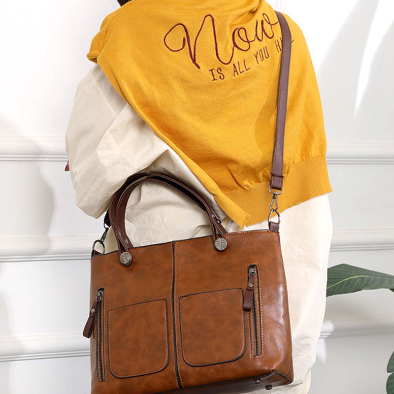 Damen Vintage Leder Umhängetasche