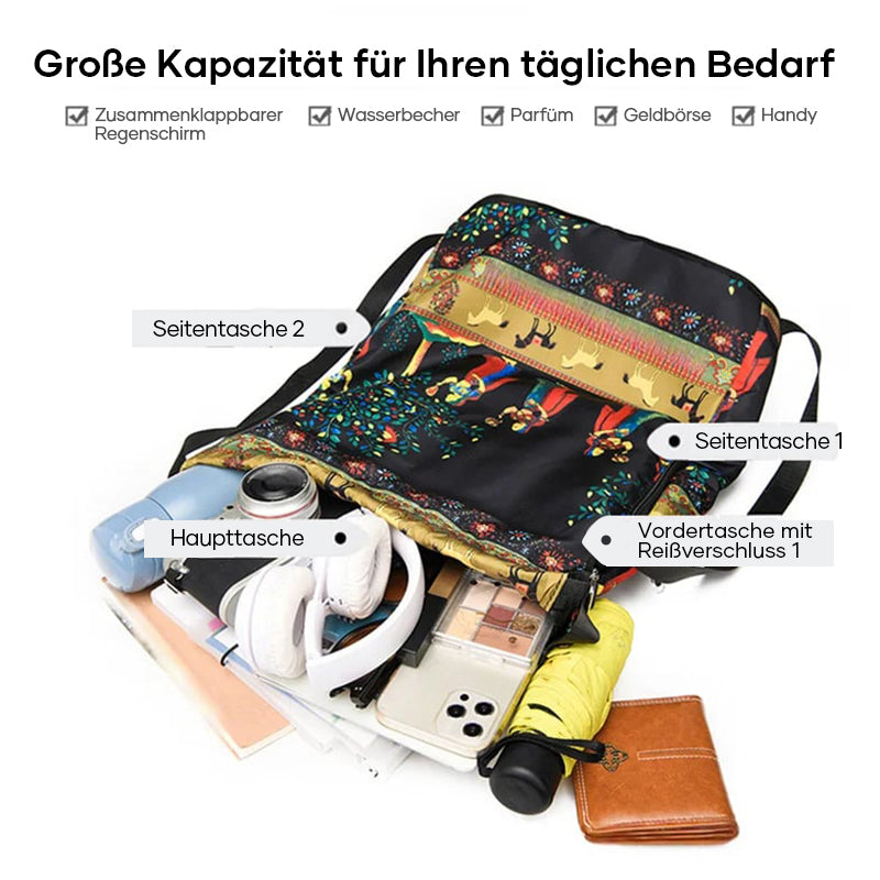 Umhängetasche im Ethno-Stil mit Kordelzug