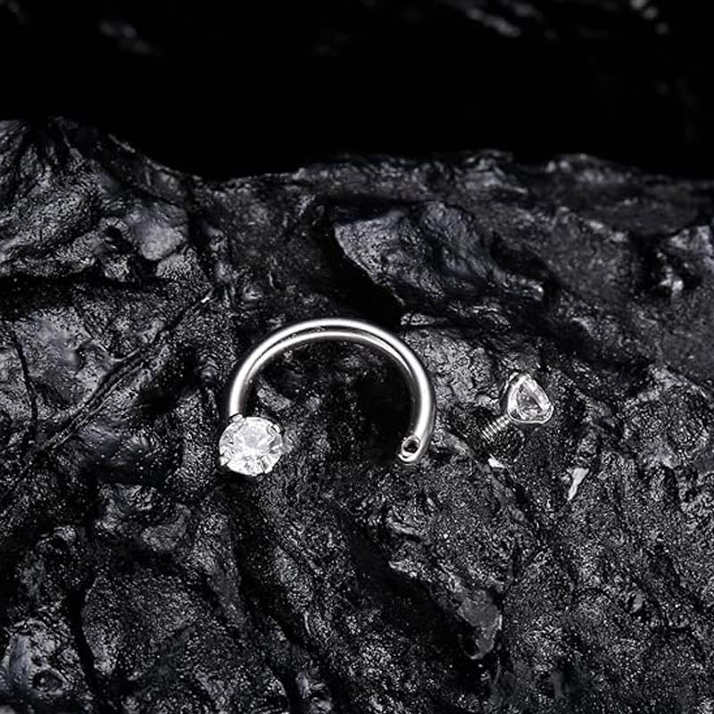 Zirkonia Hestesko Ring med Gængede Sten til Piercinger