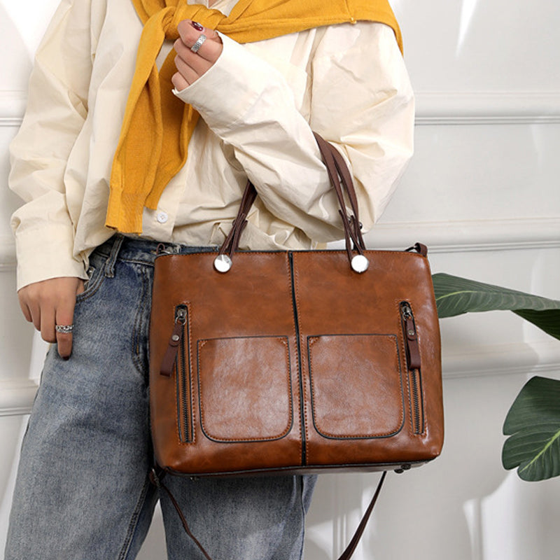 Damen Vintage Leder Umhängetasche