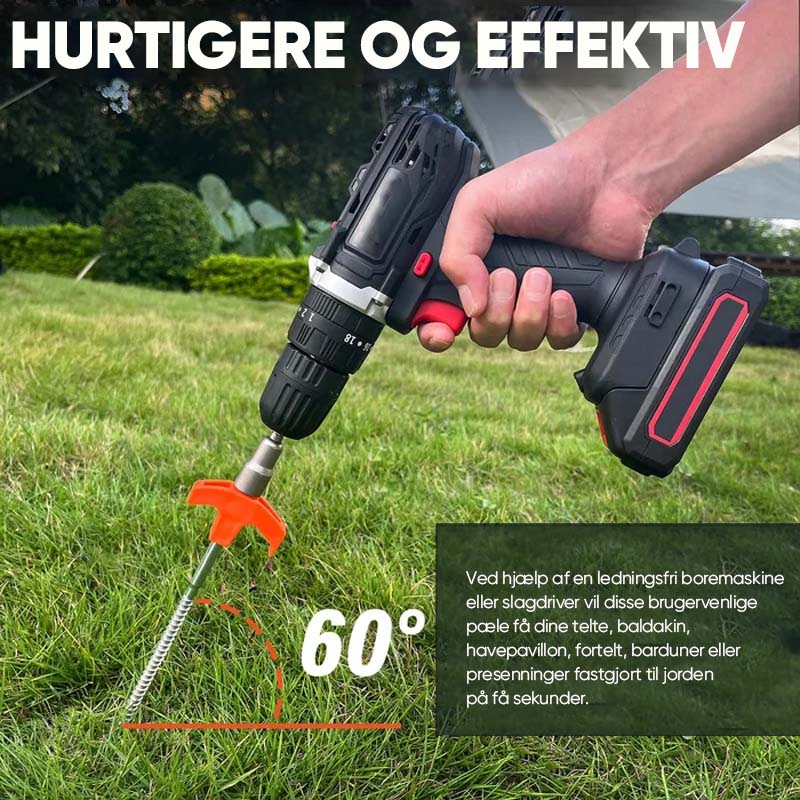 8" skrue i teltpæle - jordankre skrues ind